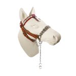 Leather Horse Halters with Chain Noseband