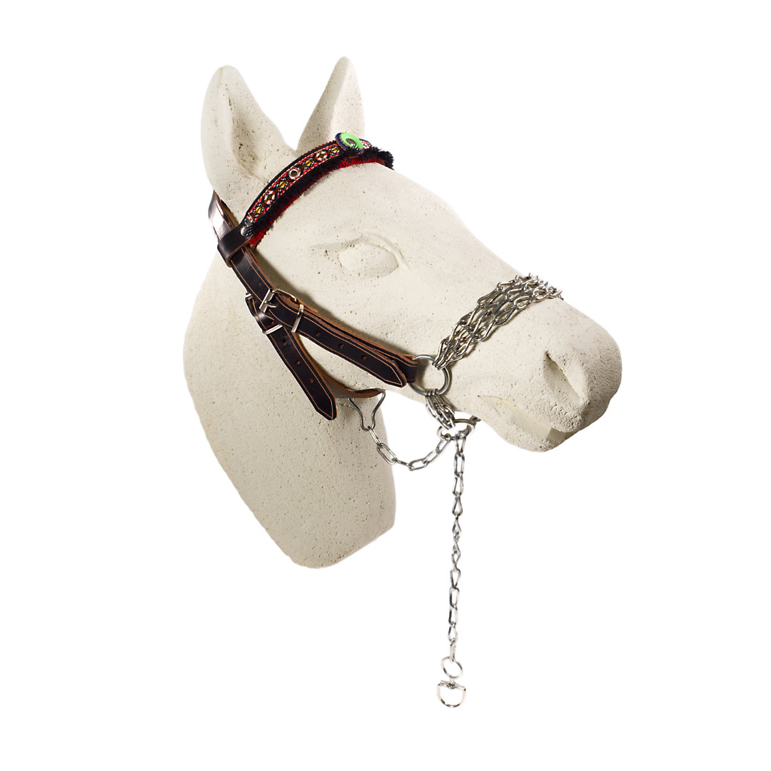 P1122806 Leather Donkey Halters with Chain Noseband - Image 1
